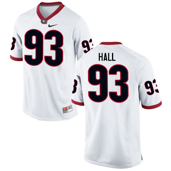Men Georgia Bulldogs #93 Carson Hall College Football Jerseys-White - Click Image to Close